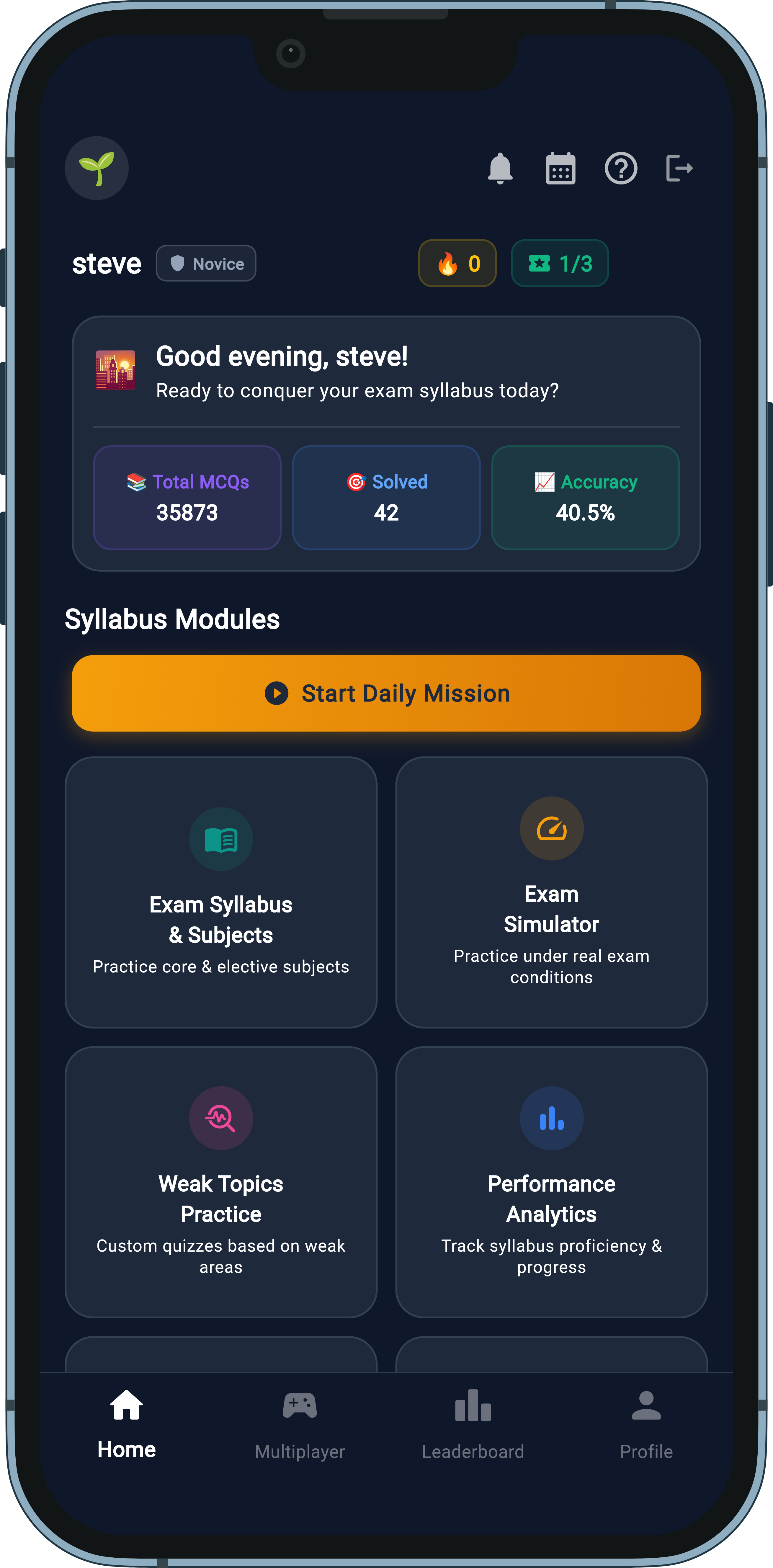 Quiz Simulator Screen